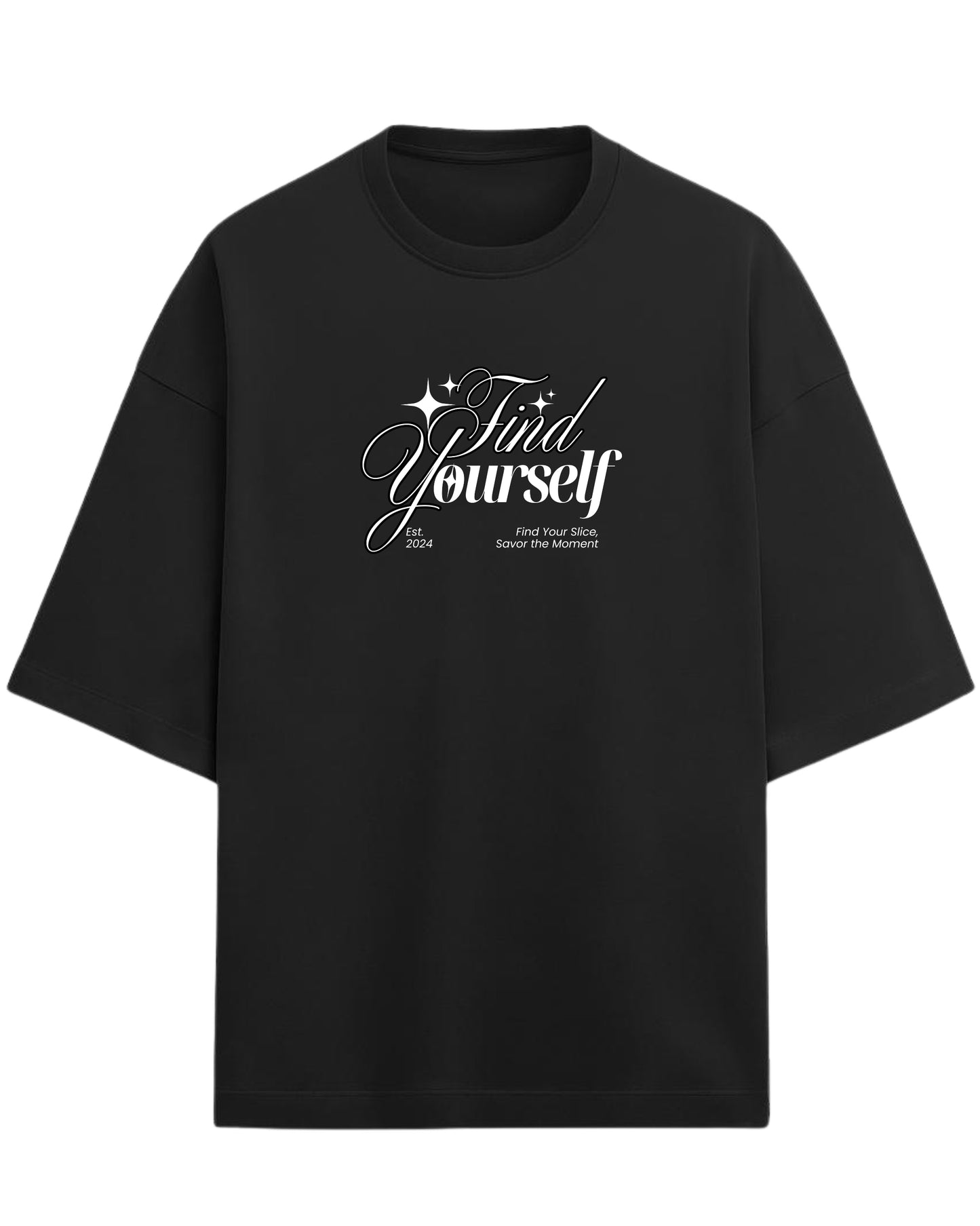 Find Yourself Oversized T-Shirt | Minimal Script Quote Graphic Tee | Premium 260 GSM Cotton