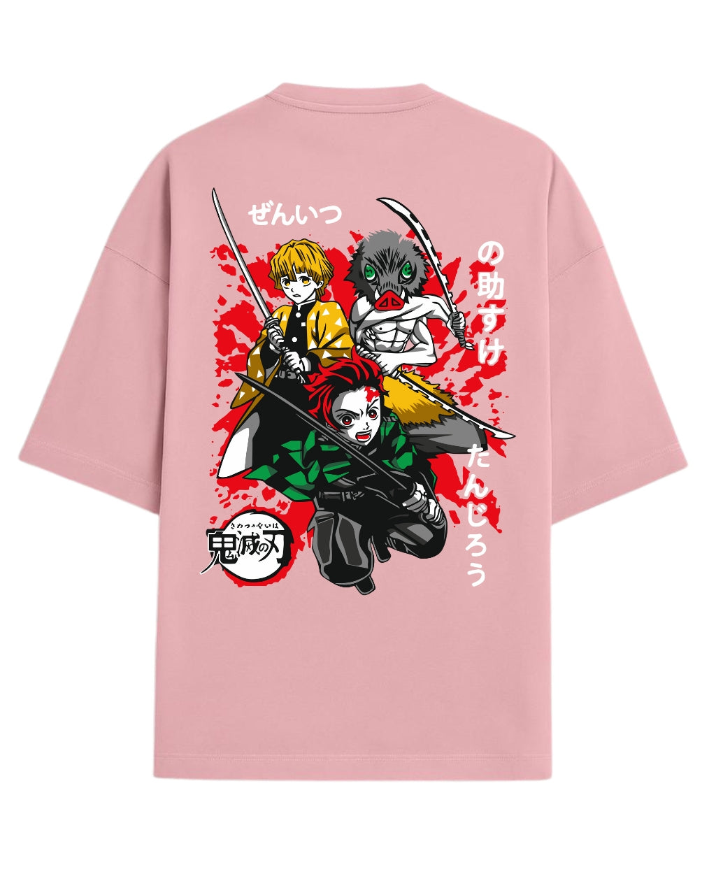 Tanjiro, Zenitsu & Inosuke Trio Oversized T-Shirt | Demon Slayer Main Trio Graphic Tee | Premium 260 GSM Cotton