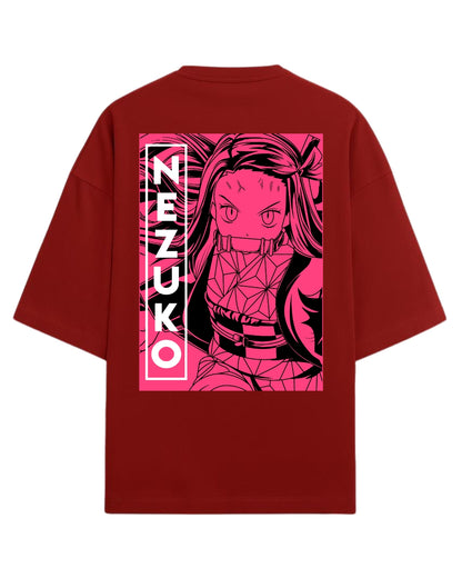 Nezuko Kamado Battle Form Oversized T-Shirt | Demon Slayer Anime Tee | Premium 260 GSM Cotton