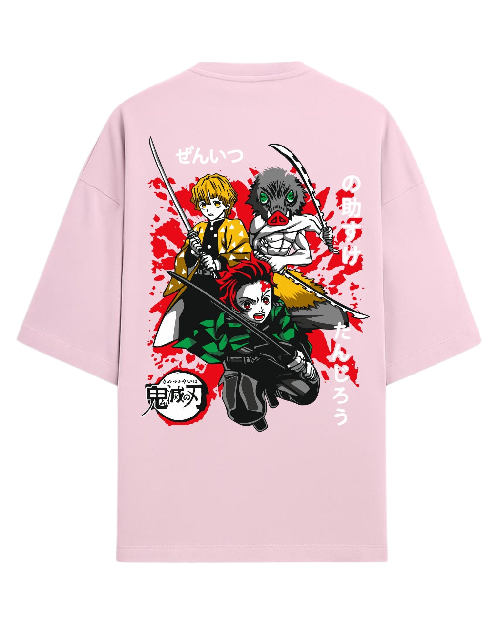 Tanjiro, Zenitsu & Inosuke Trio Oversized T-Shirt | Demon Slayer Main Trio Graphic Tee | Premium 260 GSM Cotton