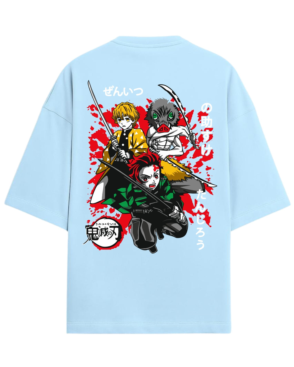 Tanjiro, Zenitsu & Inosuke Trio Oversized T-Shirt | Demon Slayer Main Trio Graphic Tee | Premium 260 GSM Cotton