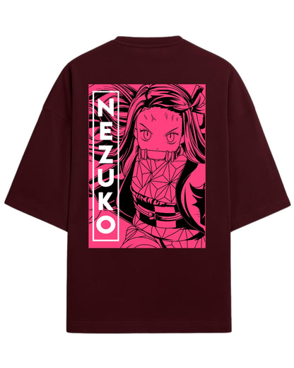 Nezuko Kamado Battle Form Oversized T-Shirt | Demon Slayer Anime Tee | Premium 260 GSM Cotton