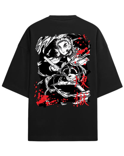 Kyojuro Rengoku Flame Hashira Oversized T-Shirt | Demon Slayer Fiery Sword Graphic Tee | Premium 260 GSM Cotton