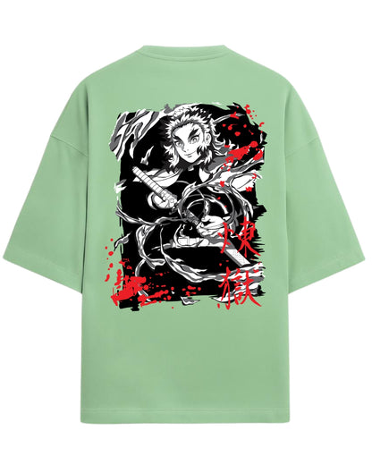 Kyojuro Rengoku Flame Hashira Oversized T-Shirt | Demon Slayer Fiery Sword Graphic Tee | Premium 260 GSM Cotton