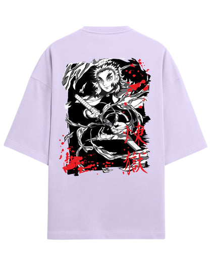 Kyojuro Rengoku Flame Hashira Oversized T-Shirt | Demon Slayer Fiery Sword Graphic Tee | Premium 260 GSM Cotton