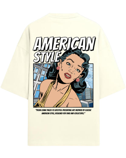 American Style Pop Art Oversized T-Shirt | Retro Comic Graphic Tee | Premium 260 GSM Cotton