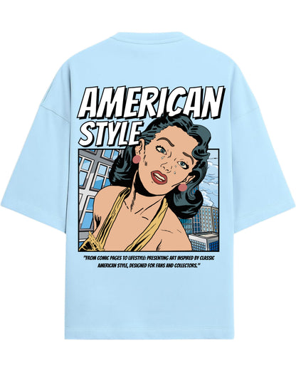 American Style Pop Art Oversized T-Shirt | Retro Comic Graphic Tee | Premium 260 GSM Cotton