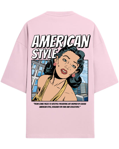 American Style Pop Art Oversized T-Shirt | Retro Comic Graphic Tee | Premium 260 GSM Cotton