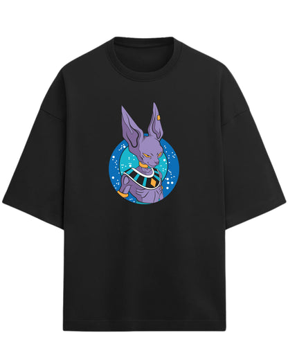 God of Destruction Beerus Oversized Tees | Dragon Ball Z Graphic Tee | Premium 260 GSM Cotton Blend