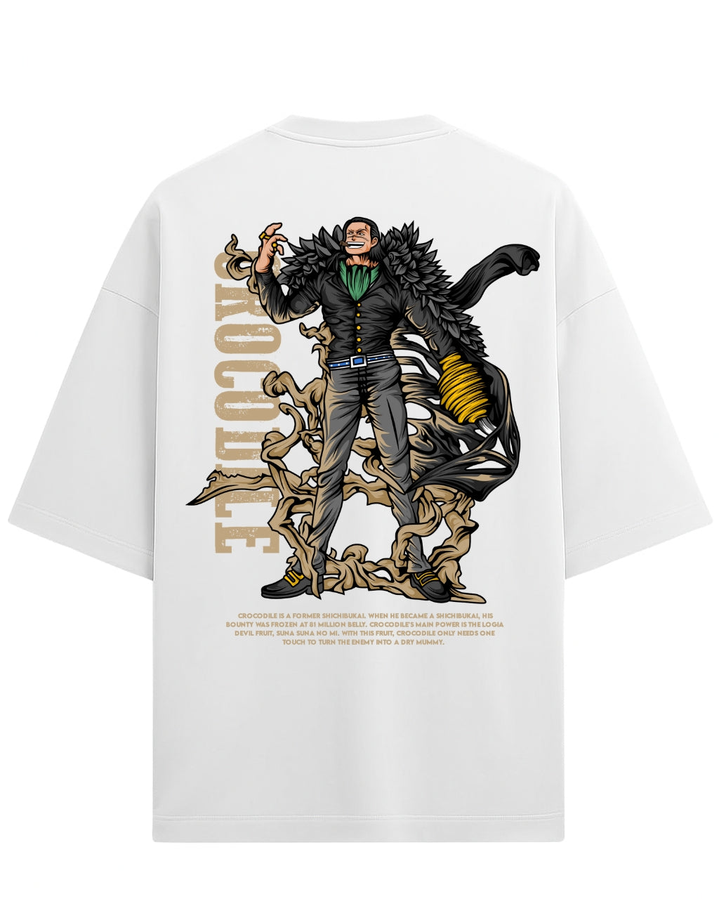 Crocodile Oversized Tees  | One Piece Anime Graphic Tee | Premium 260 GSM Cotton Blend