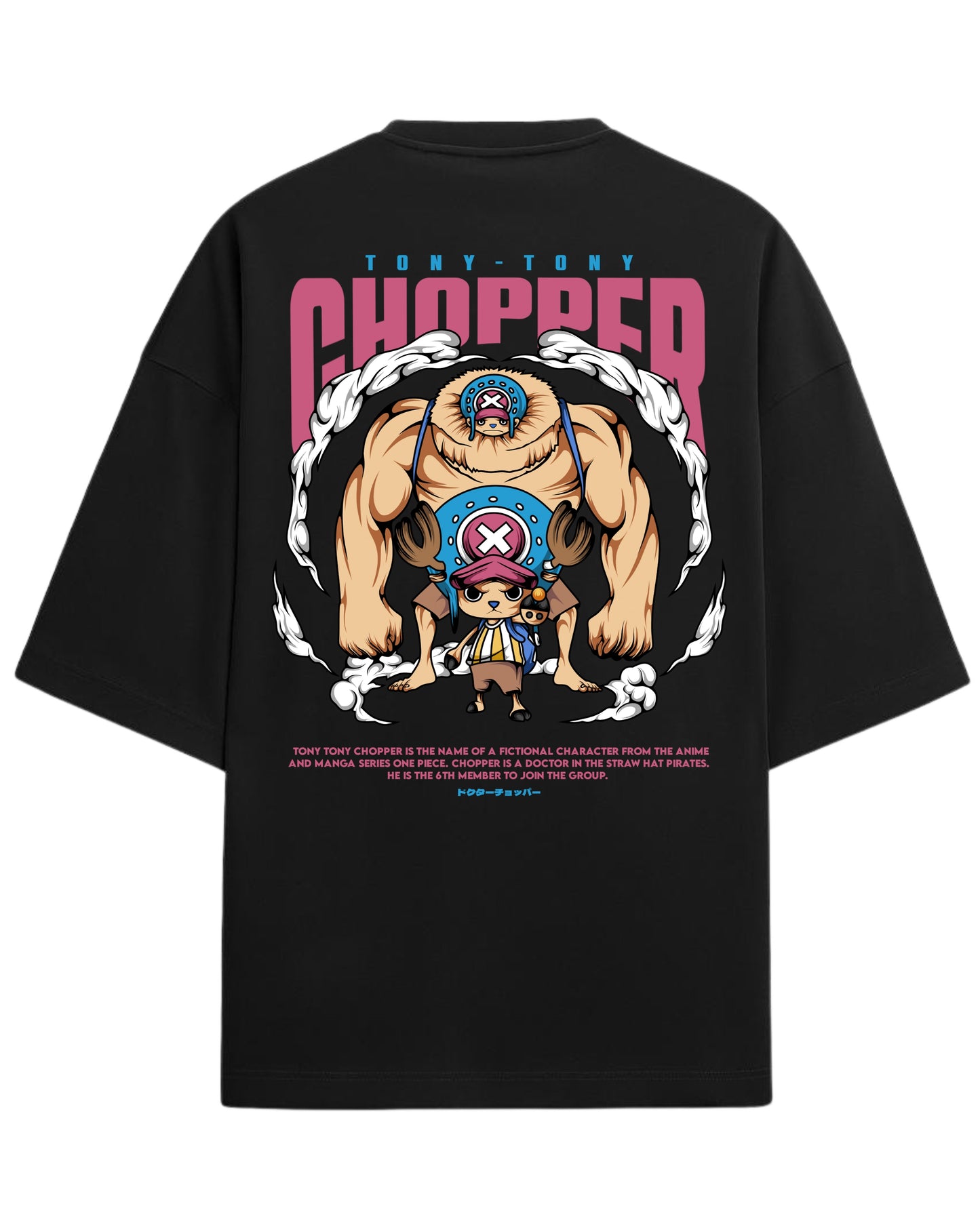 Tony Tony Chopper Oversized Tees | One Piece Anime Graphic Tee | Premium 260 GSM Cotton Blend