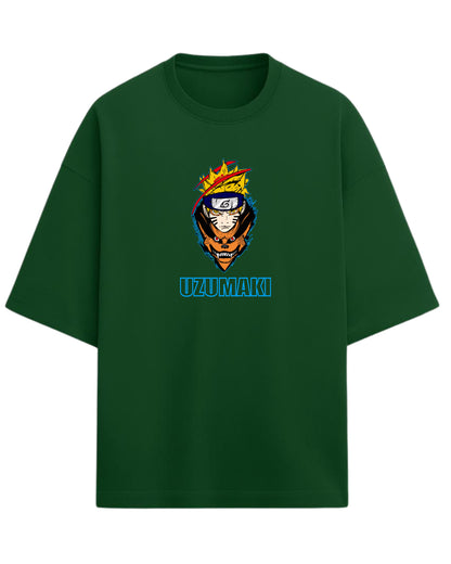 Naruto Uzumaki Terry Oversized T-Shirt | Naruto Shippuden Anime Graphic Tee | 100% Premium Cotton