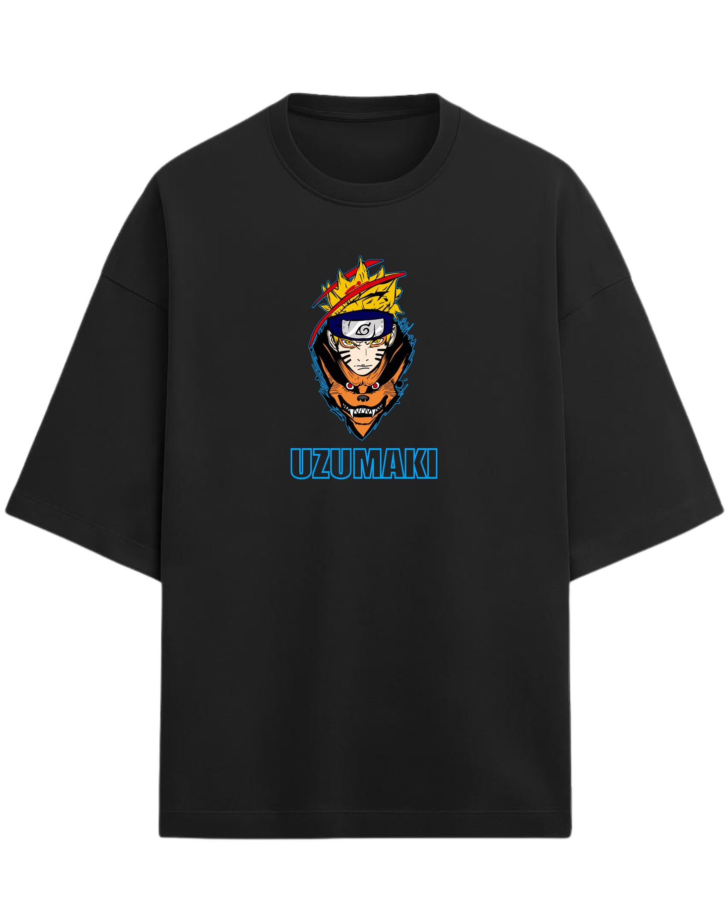 Naruto Uzumaki Terry Oversized T-Shirt | Naruto Shippuden Anime Graphic Tee | 100% Premium Cotton