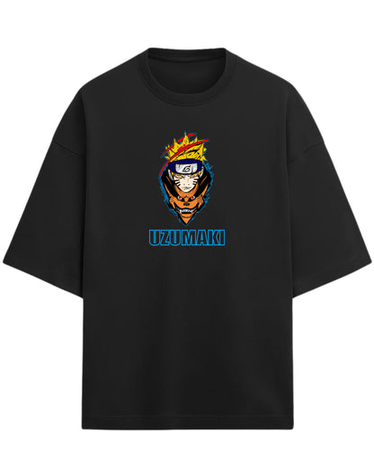 Naruto Uzumaki Terry Oversized T-Shirt | Naruto Shippuden Anime Graphic Tee | 100% Premium Cotton