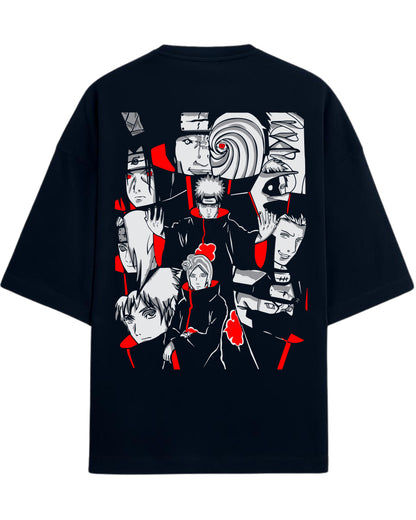 Akatsuki Clan Terry Oversized T-Shirt | Naruto Shippuden Anime Graphic Tee | 100% Premium Cotton
