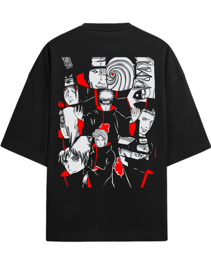 Akatsuki Clan Terry Oversized T-Shirt | Naruto Shippuden Anime Graphic Tee | 100% Premium Cotton