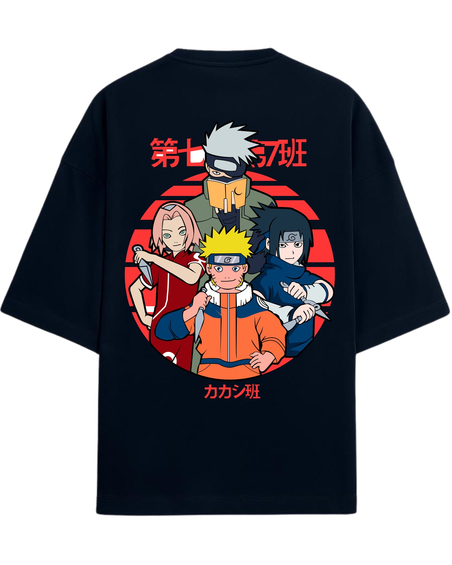 "Naruto Team 7" Terry Oversized T-Shirt | Naruto Shippuden Anime Graphic Tee | 100% Premium Cotton