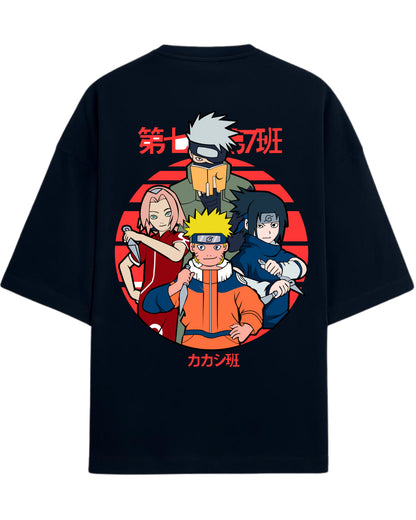 "Naruto Team 7" Terry Oversized T-Shirt | Naruto Shippuden Anime Graphic Tee | 100% Premium Cotton
