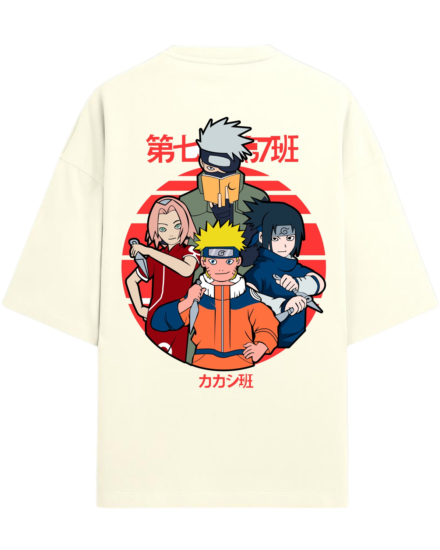 "Naruto Team 7" Terry Oversized T-Shirt | Naruto Shippuden Anime Graphic Tee | 100% Premium Cotton