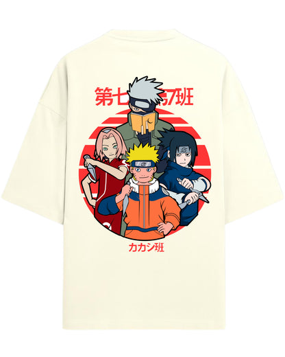 "Naruto Team 7" Terry Oversized T-Shirt | Naruto Shippuden Anime Graphic Tee | 100% Premium Cotton