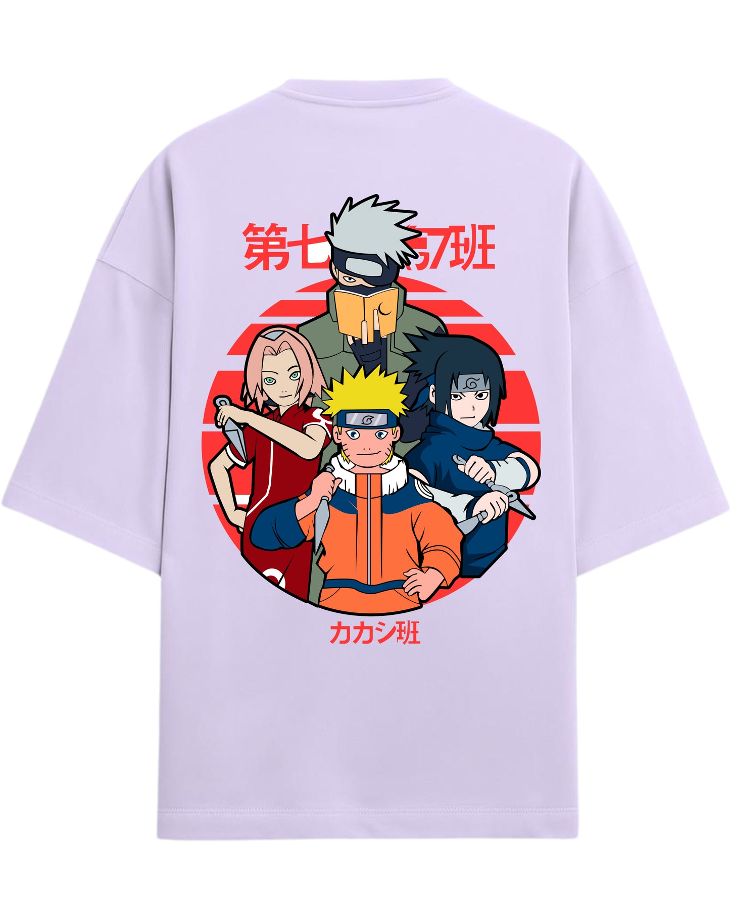 "Naruto Team 7" Terry Oversized T-Shirt | Naruto Shippuden Anime Graphic Tee | 100% Premium Cotton
