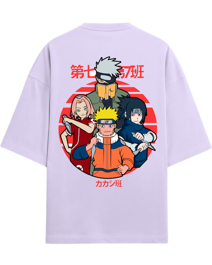 "Naruto Team 7" Terry Oversized T-Shirt | Naruto Shippuden Anime Graphic Tee | 100% Premium Cotton