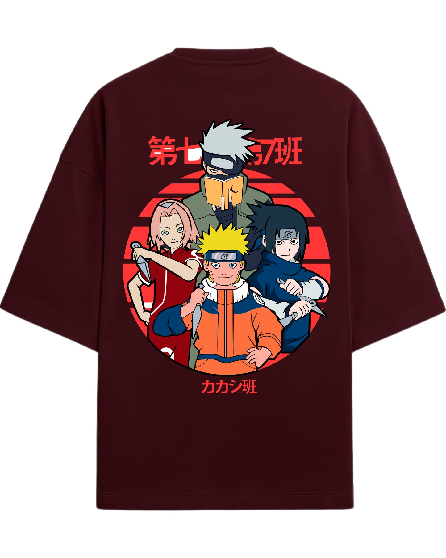 "Naruto Team 7" Terry Oversized T-Shirt | Naruto Shippuden Anime Graphic Tee | 100% Premium Cotton