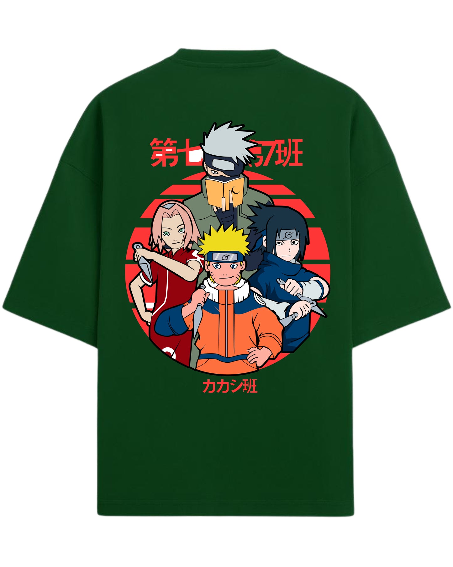 "Naruto Team 7" Terry Oversized T-Shirt | Naruto Shippuden Anime Graphic Tee | 100% Premium Cotton