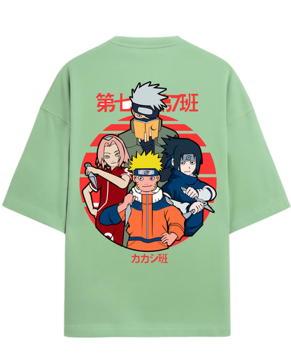 "Naruto Team 7" Terry Oversized T-Shirt | Naruto Shippuden Anime Graphic Tee | 100% Premium Cotton