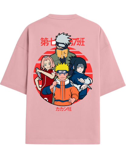 "Naruto Team 7" Terry Oversized T-Shirt | Naruto Shippuden Anime Graphic Tee | 100% Premium Cotton