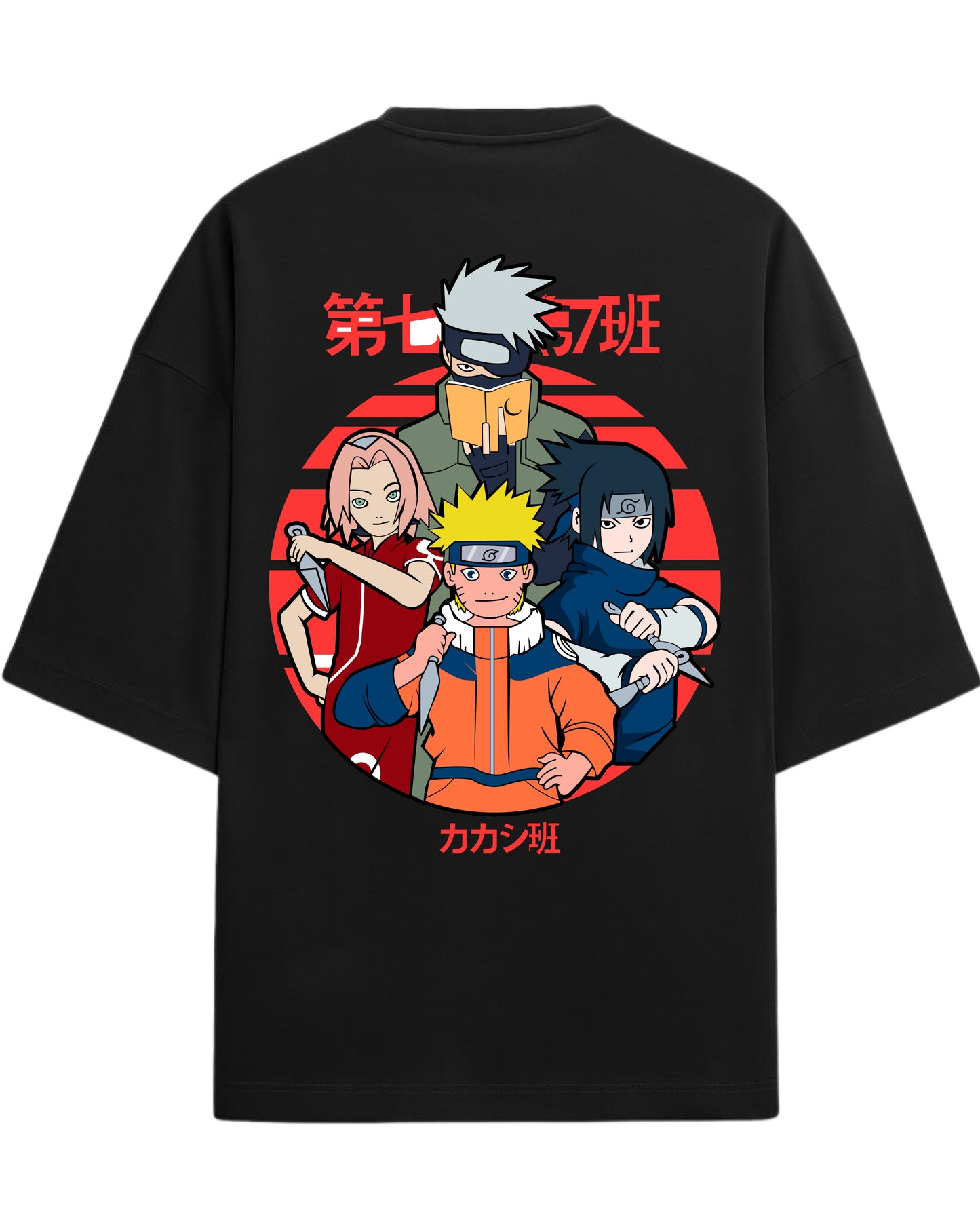 "Naruto Team 7" Terry Oversized T-Shirt | Naruto Shippuden Anime Graphic Tee | 100% Premium Cotton