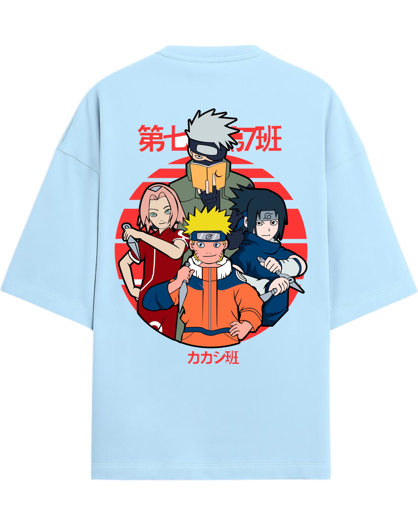 "Naruto Team 7" Terry Oversized T-Shirt | Naruto Shippuden Anime Graphic Tee | 100% Premium Cotton