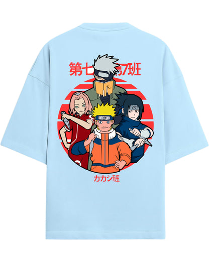"Naruto Team 7" Terry Oversized T-Shirt | Naruto Shippuden Anime Graphic Tee | 100% Premium Cotton