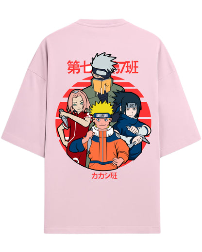 "Naruto Team 7" Terry Oversized T-Shirt | Naruto Shippuden Anime Graphic Tee | 100% Premium Cotton