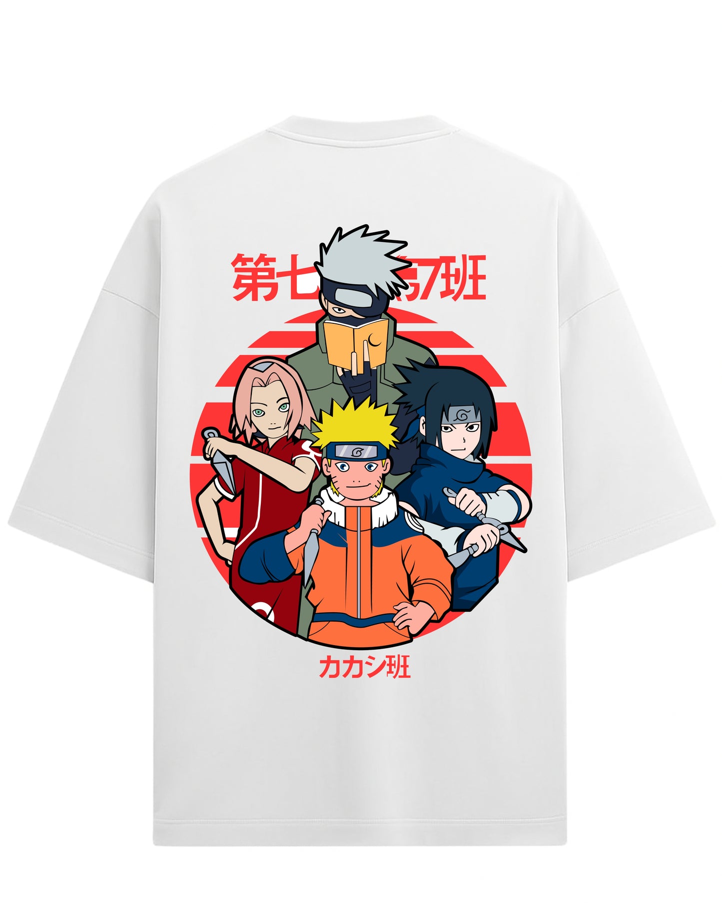 "Naruto Team 7" Terry Oversized T-Shirt | Naruto Shippuden Anime Graphic Tee | 100% Premium Cotton
