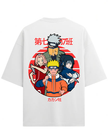 "Naruto Team 7" Terry Oversized T-Shirt | Naruto Shippuden Anime Graphic Tee | 100% Premium Cotton