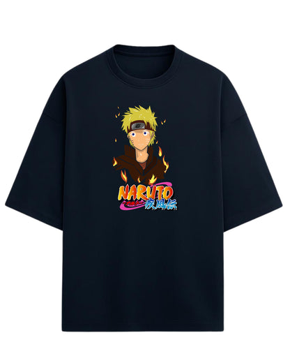 Naruto Uzumaki Terry Oversized T-Shirt | Naruto Shippuden Anime Graphic Tee | 100% Premium Cotton