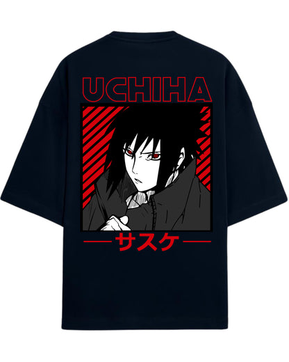 "Uchiha Sasuke" Terry Oversized Tee | Naruto Shippuden Graphic Tee | 100% Premium Cotton