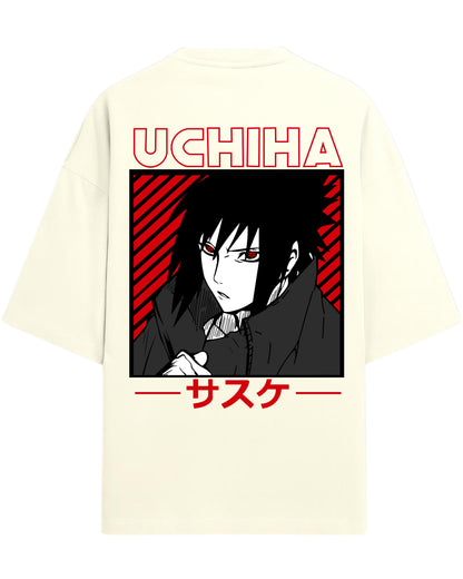 "Uchiha Sasuke" Terry Oversized Tee | Naruto Shippuden Graphic Tee | 100% Premium Cotton