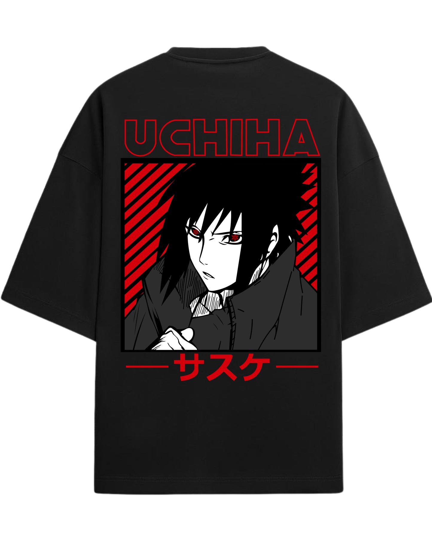 "Uchiha Sasuke" Terry Oversized Tee | Naruto Shippuden Graphic Tee | 100% Premium Cotton