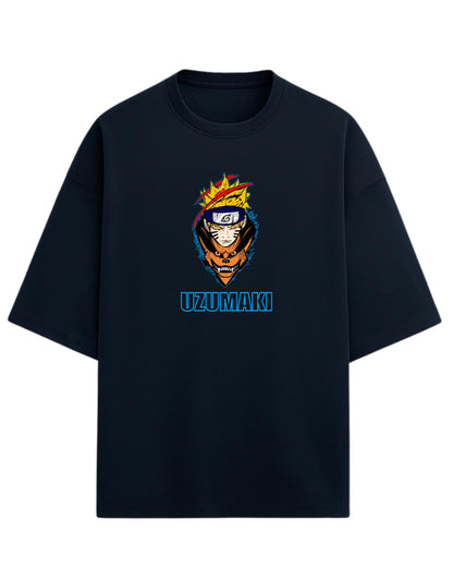 Naruto Uzumaki Terry Oversized T-Shirt | Naruto Shippuden Anime Graphic Tee | 100% Premium Cotton