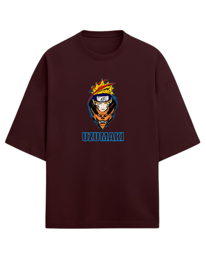 Naruto Uzumaki Terry Oversized T-Shirt | Naruto Shippuden Anime Graphic Tee | 100% Premium Cotton